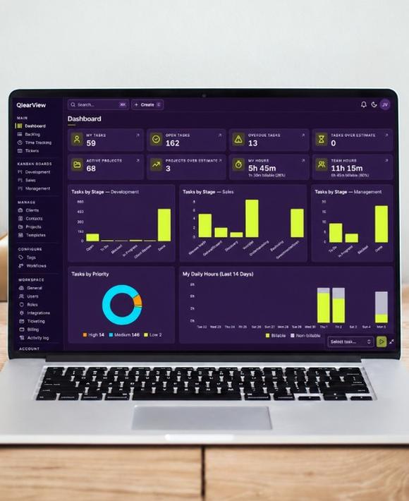 Voorbeeld QlearView: projectbeheer tussen CRM en boekhouding