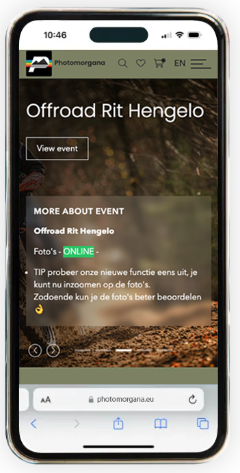 Webshop interface op smartphone