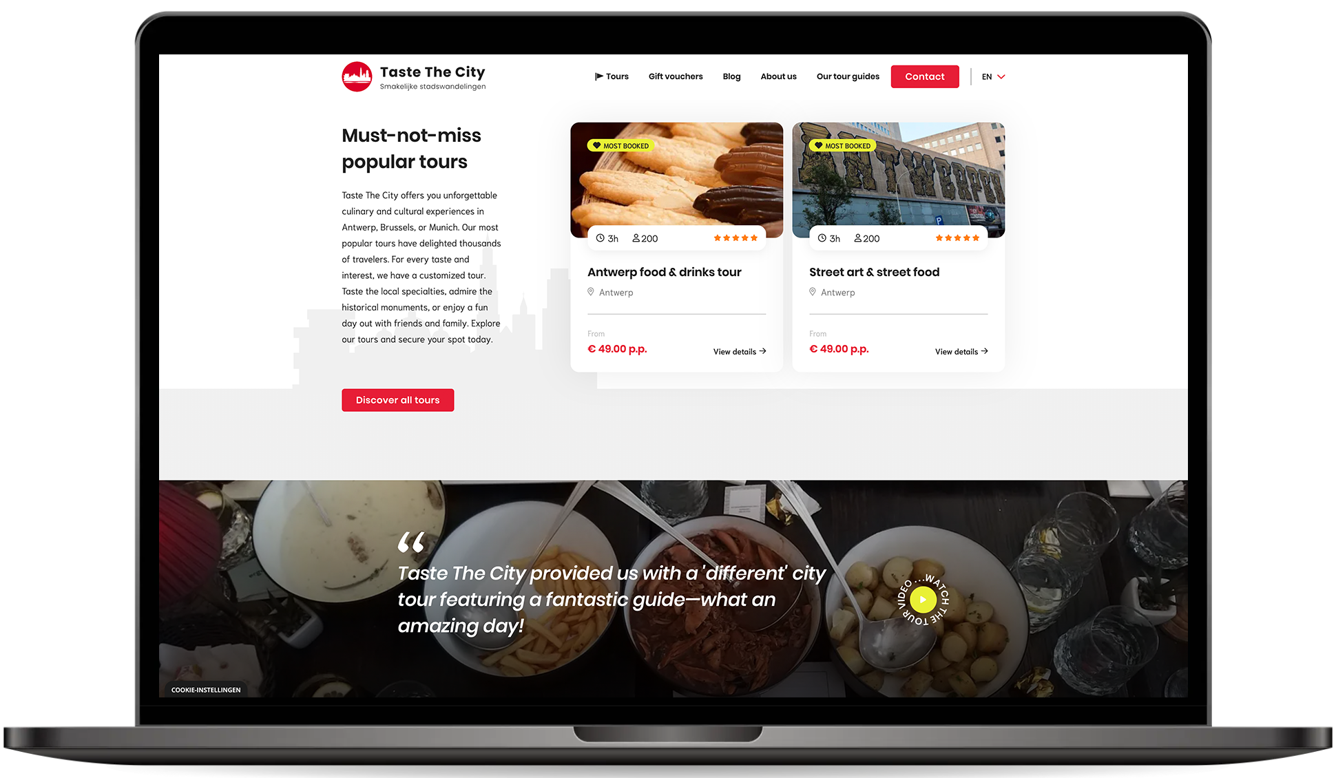 Website Taste The City op laptop