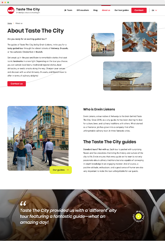 Screenshot website Taste The City